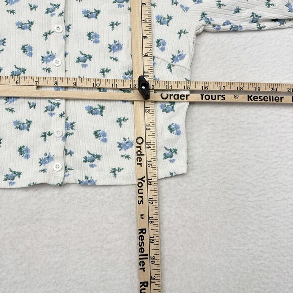 Princess Polly Top Size 4 White Blue Floral Y2K Style Button Front Long Sleeve - Picture 8 of 8